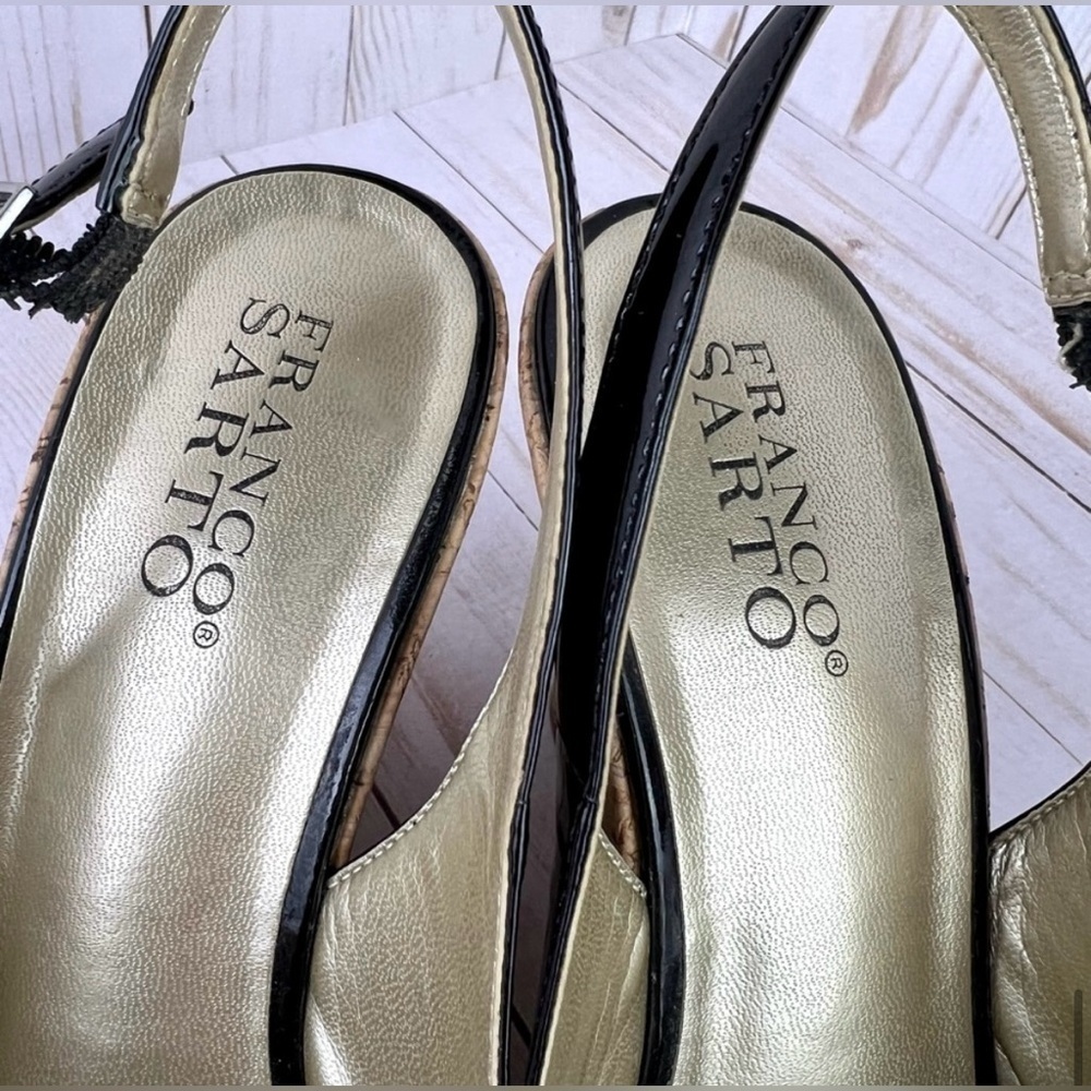 Franco Sarto patent leather wedge heel sandals - size 8.5 - Picture 10 of 16